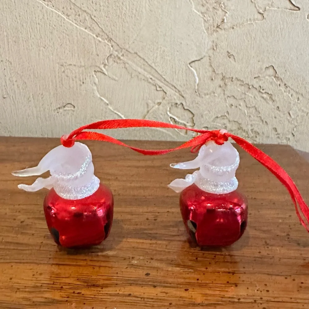2 Snowman Jingle Bell Christmas Ornaments I Love My Grandpa & I Love My Grandma